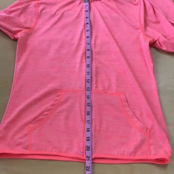 H&M coral fitted hooded sports jacket gold zipper - Picture 7 of 11